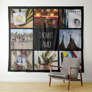 Grote aangepaste gezelfotonaam Instagram-collage Wandkleed