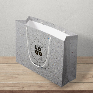 Grote aangepaste Logo gerecycleerde grijze papiere Groot Cadeauzakje