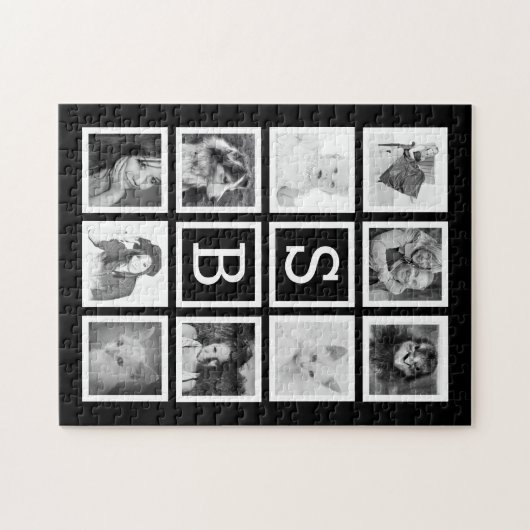 Grote aangepaste puzzel met tien foto's en Initial Legpuzzel (Horizontaal)