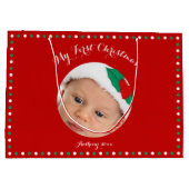 Grote, aangepaste rode, eerste kerstcadeautassen groot cadeauzakje (Achterkant)