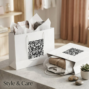 Grote aangepaste tas met QR-code voor merkpromotie Groot Cadeauzakje
