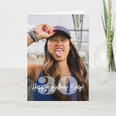 Grote aantallen foto overlay Happy Birthday Script Kaart (Voorkant)