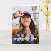 Grote aantallen foto overlay Happy Birthday Script Kaart (Gele Bloem)