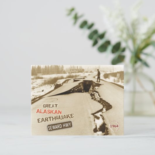 Grote aardbeving in Alaska in 1964 Briefkaart (Staand voorkant)