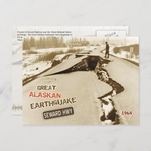 Grote aardbeving in Alaska in 1964 Briefkaart (Voorkant / Achterkant)