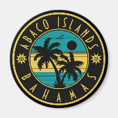 Grote Abaco Bahamas Retro Palm Tree Souvenirs Magneet (Voorkant)