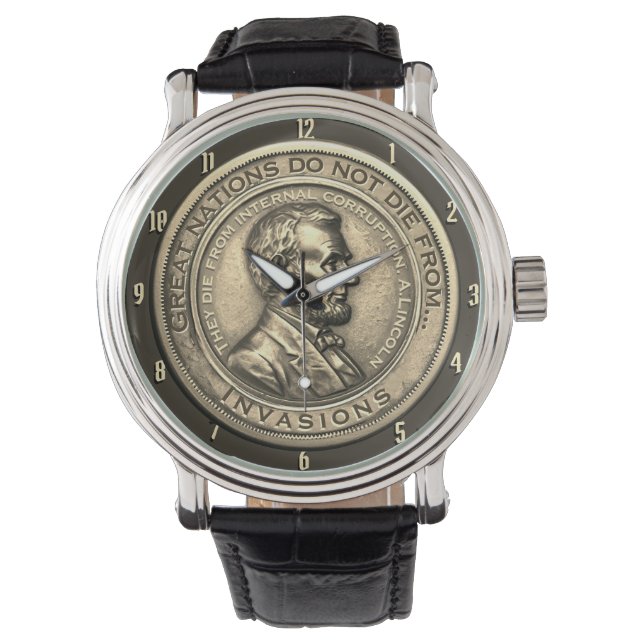 Grote Abraham Lincoln citaten Horloge (Voorkant)