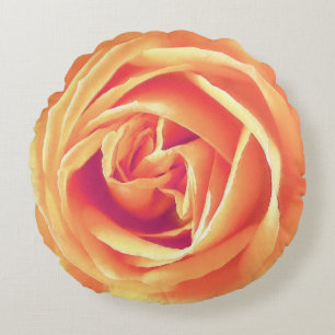 Grote Abrikoos / Oranje Roos Print Rond Kussen