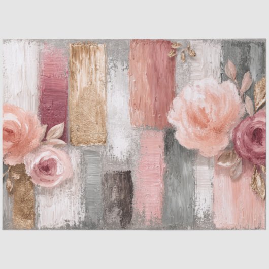 Grote Abstracte Art College Peach Grey Decoupage Tissuepapier (Voorkant)