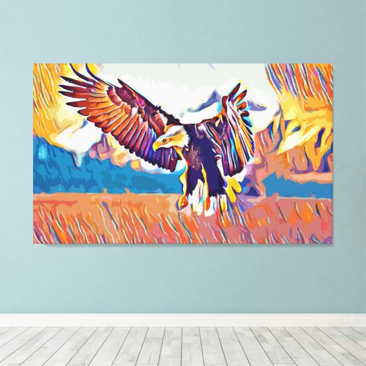 Grote Abstracte dierkunst in de weiden Canvas Afdruk (Insitu (Houten vloer))