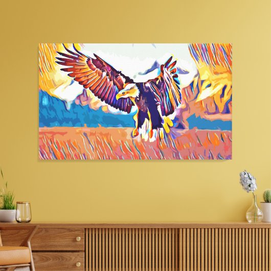 Grote Abstracte dierkunst in de weiden Canvas Afdruk (Insitu (Woonkamer))