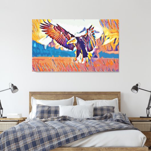 Grote Abstracte dierkunst in de weiden Canvas Afdruk (Insitu (Slaapkamer))