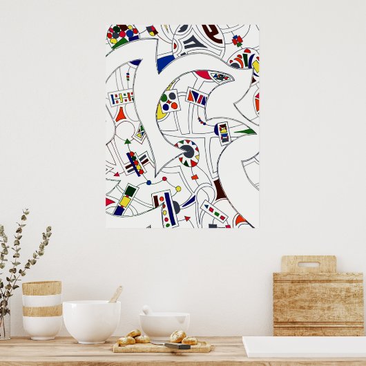 Grote Abstracte inkttekening Poster (Keuken)