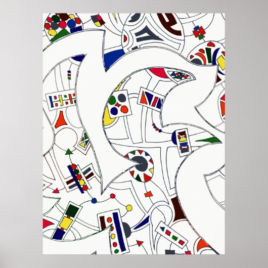 Grote Abstracte inkttekening Poster (Voorkant)