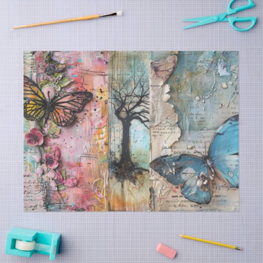 Grote Abstracte Kunst Collage Decoupage Tissuepapier (Craft)