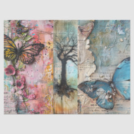 Grote Abstracte Kunst Collage Decoupage Tissuepapier