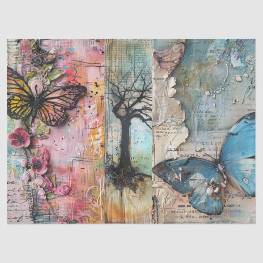 Grote  Abstracte Kunst Collage Decoupage Tissuepapier (Voorkant)