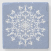 Grote Abstracte lacy-snowflake op blauwe achtergro Stenen Onderzetter (Voorkant)