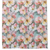 Grote abstracte roze bloemprint douchegordijn (Voorkant)