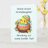 Grote achterkleindochter Paaskuiken Breaking Kaart (Gele Bloem)