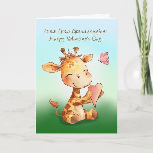 Grote achterkleindochter Valentijn Happy Giraffe Kaart (Voorkant)