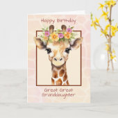 Grote achterkleindochter Verjaardag Sweet Safari Kaart (Gele Bloem)