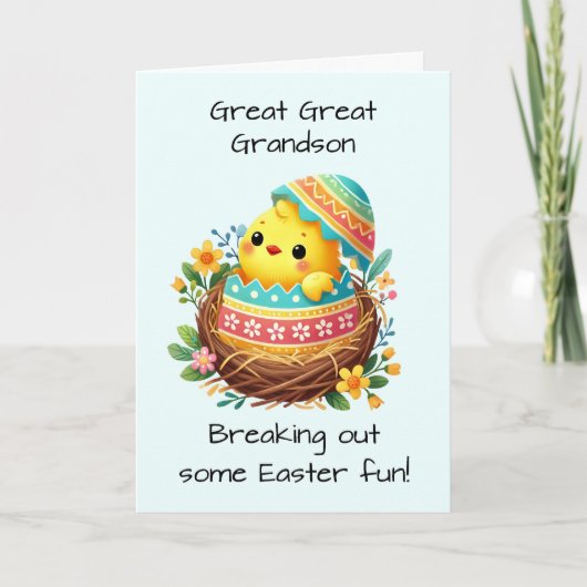Grote achterkleinzoon Paaskuiken Breaking Shell Kaart (Voorkant)