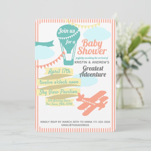 Grote Adventure Hete Luchtballon en Vliegtuig Kaart (Staand voorkant)