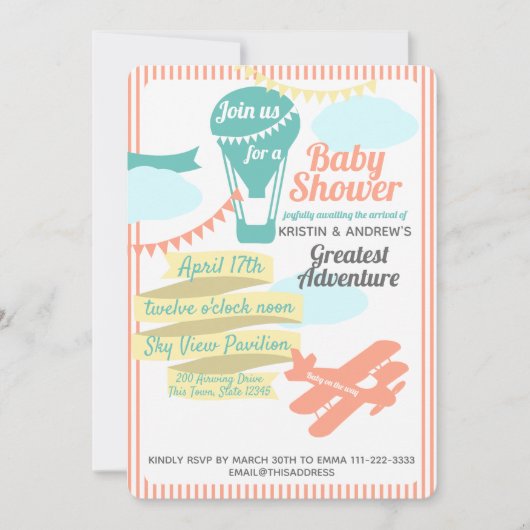 Grote Adventure Hete Luchtballon en Vliegtuig Kaart (Voorkant)