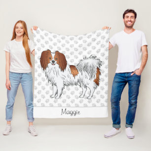 Grote afbeelding van een rode en witte Phalène met Fleece Deken