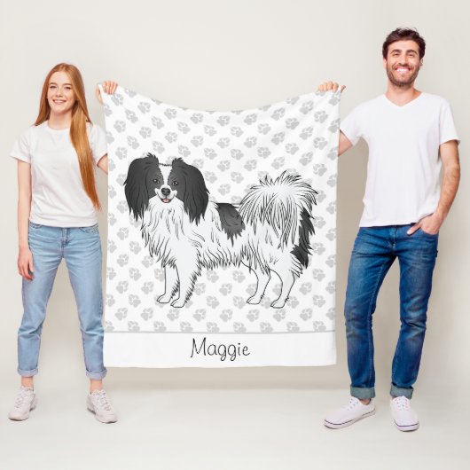 Grote afbeelding van een zwart-witte Phalène met e Fleece Deken (In situ)