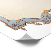 Grote afdrukbare Franse  Lijst Blauw Scroll Poster (Hoek)