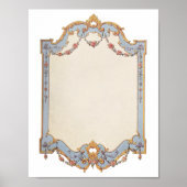 Grote afdrukbare Franse Lijst Blauw Scroll Poster (Voorkant)