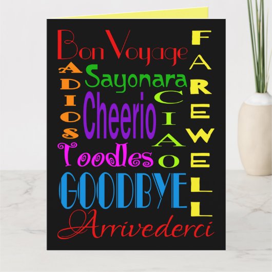 Grote Afscheid Adios Cheerio 8 x 10 Afscheidskaart Kaart (Voorkant)