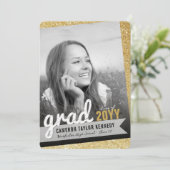 Grote Afstudeerder kriebelt Gold Glitter Gradupart Kaart (Staand voorkant)