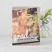 Grote afstudeerscribbles bronzen glitters afstudee kaart (Staand voorkant)