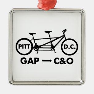Grote Allegheny Passage C & O Kanaaljaagpad Tandem Metalen Ornament