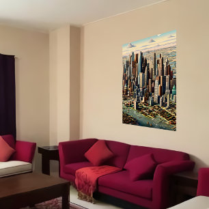 Grote Amerikaanse stad   AI Art Poster