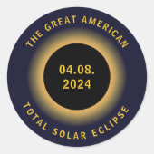 Grote Amerikaanse totale zonsverduistering 8 april Ronde Sticker (Voorkant)