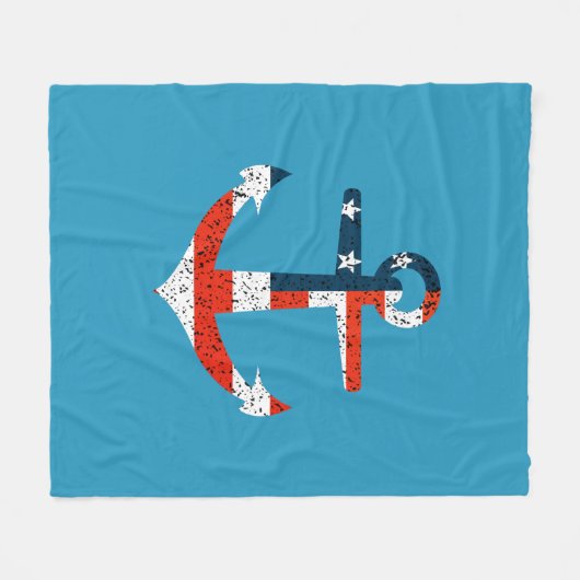 Grote Amerikaanse vlag anker Fleece Deken (Voorkant (Horizontaal))
