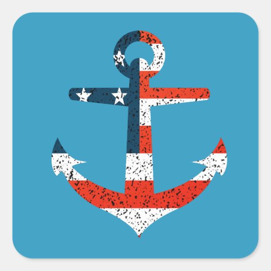 Grote Amerikaanse vlag anker Vierkante Sticker (Voorkant)