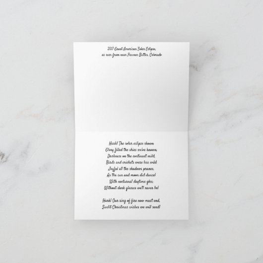 Grote Amerikaanse Zonsverduistering Kerst Kaart (Binnen)