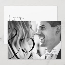 Grote ampersand Zwart Wit Save the Date-foto kaart