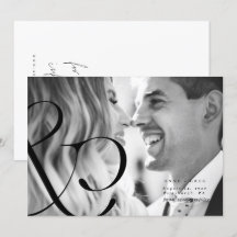 Grote Ampersand Zwart Wit Save the Date Fotokaart