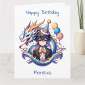 Grote Anime Dragon Boy's Verjaardag | kleurplaat Kaart (Voorkant)