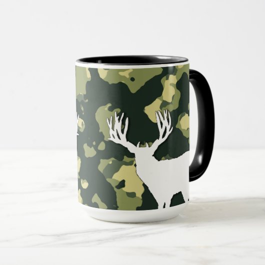 Grote Antler Whitetail Buck Deer Mok (Voorkant rechts)