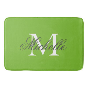 Grote appelgroene badmat met chique naammonogram