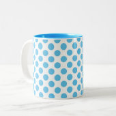 Grote Aqua Stippen op Wit Tweekleurige Koffiemok (Voorkant links)
