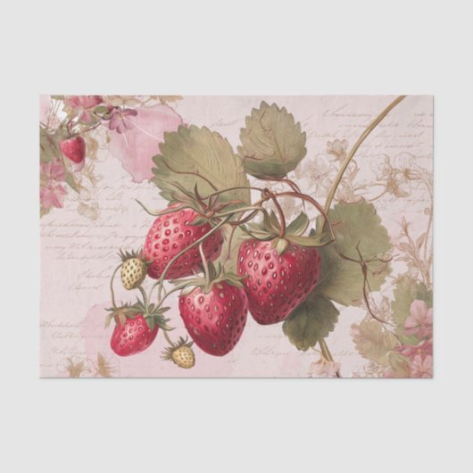 Grote Aquarel Aardbeien Tissuepapier (Voorkant)