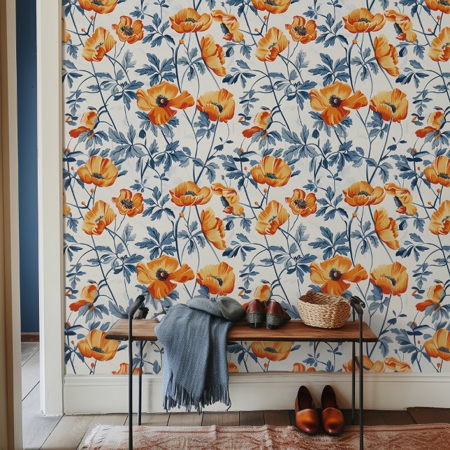 Grote Art Nouveau California Poppies Behang (Creator heeft geüpload)